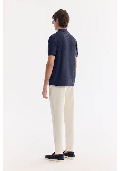 Avva Erkek Lacivert Kıvrılmaz Polo Yaka Fermuarlı Regular Fit T-shirt A61y1090