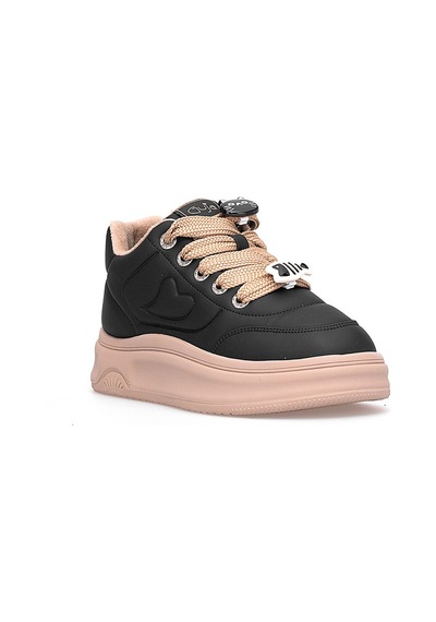 Guja 25k421 Kadın Hakiki Deri Klasik Sneaker Siyah Siyah