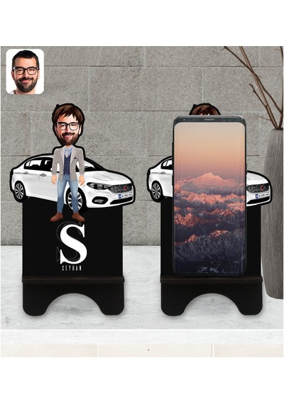 Kişiye Özel Plakalı Erkek Fiat Egea Karikatürlü Ahşap Biblo Telef