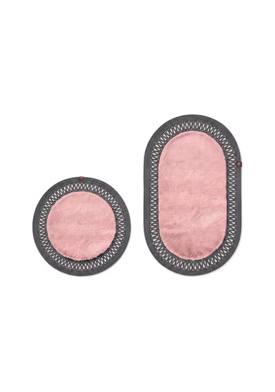 Banyo Paspası Takımı 60x100+60x60 Cm İç Trikot Pembe & Antrasit Gri