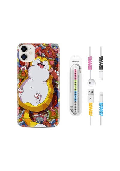 Apple Uyumlu iPhone 11 Kılıf Kablo Koruyuculu Tombul Kedi 1739