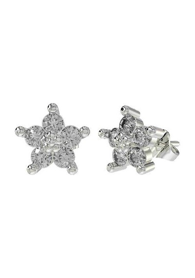 Roza Silver Zirkon Taşlı Rodyum Manolya Çiçeği Çivili Gümüş Küpe Re10190