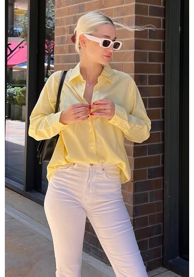 Madmext Mad Girls Sarı Oversize Gömlek Mg1369-sarı Sarı