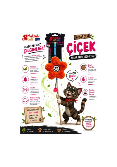 Olta Çiçek Hışırtılı,çıngıraklı ,matatabi Li,muhteşem Kumaşlı Kedi Oltası