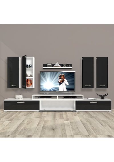 Decoraktiv Ekoflex 8d Slm Tv Ünitesi Tv Sehpası Beyaz - Siyah