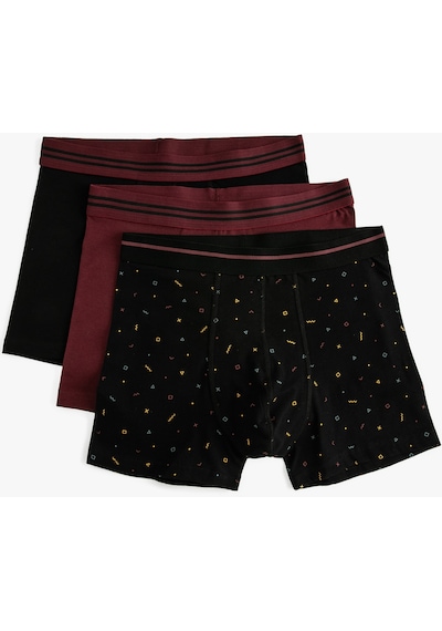 Koton 3'Lü Boxer Seti Beli Lastikli Geometrik Baskı Detaylı Siyah Desenli 3Slm90032Mk 3Slm90032Mk03U Koton 3'Lü Boxer Seti Beli Lastikli Geometrik Baskı Detaylı Siyah Desenli 3Slm90032Mk 3Slm90032Mk03U