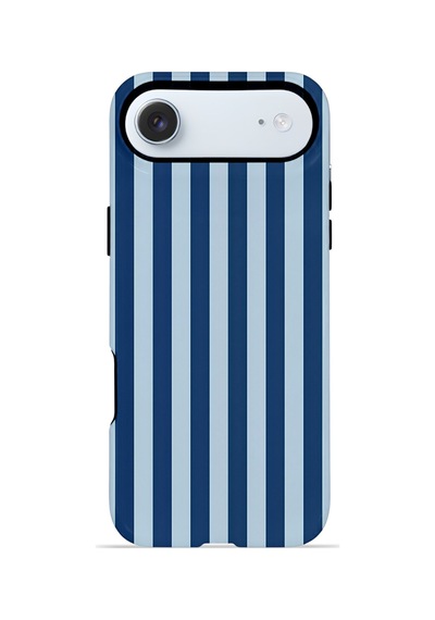 Apple iPhone Uyumlu 17 Air Vorian Çift Katmanlı Magsafe Kılıf Navy Riviera Stripe