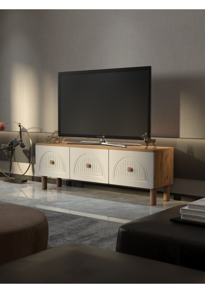 Bohem Tarz 135cm 3 Kapaklı Mdf Kapak Tv Ünitesi Kahverengi