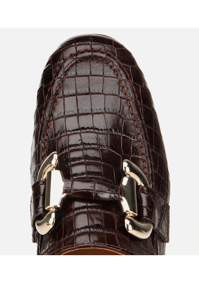 Hotiç Kadın Deri Kahverengi Kroko Baskılı Klasik Loafer