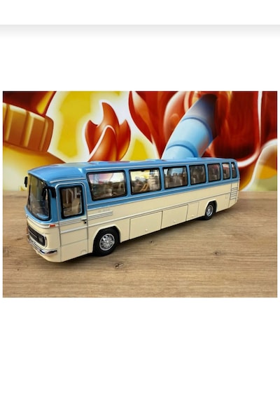 1:24 Mercedes Benz Otobüs Eski Nostaljik Otobüs Krem-mavi 25cm