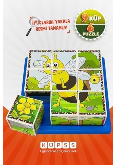 Uçan Hayvanlar 3d Puzzle - 9 Küp 6 Yapboz