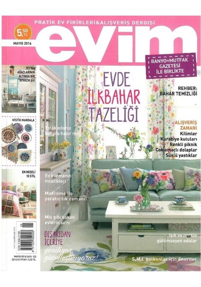 Evim - Pratik Ev Fikirleri Ve Alışveriş Dergisi -evde İlkbahar Tazeliği - Retro Eski Basım Koleksiyon - Mayıs 2016 - Sayı 123 Not: Ekleri Yoktur