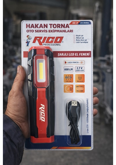 Rico Şarjlı Mıknatıslı Led Lamba Işıldak Fener Kampçı Lambası 013-rc0043 3 Renk Yanabilme