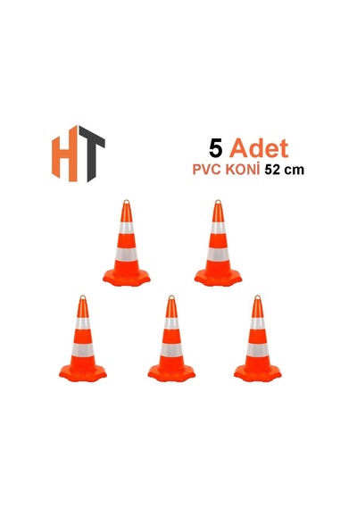 Pvc Trafik Konisi 52 Cm Çift Reflektifli Trafik Dubası-5 Adet