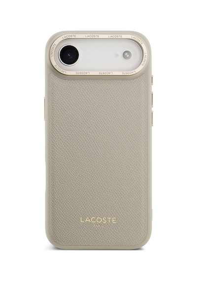 Apple Uyumlu iPhone 17 Air Kılıf Lacoste Lisanslı M-safeli Champs Elysees Pu Deri Tasarımlı Kapak Gri Gri