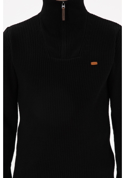 U.S. Polo Assn. Erkek Regular Fit Yarım Fermuarlı Siyah Kazak 50297047-VR046