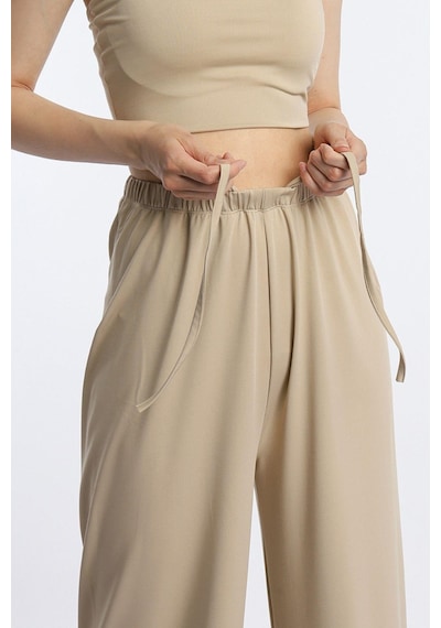 Quhox Kadın Allegro Kumaş Oversize Pantolon Vizon