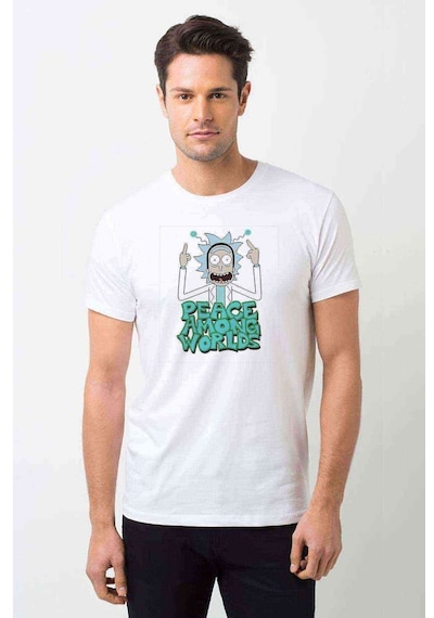 Rick Peace Baskılı Beyaz Erkek Tshirt