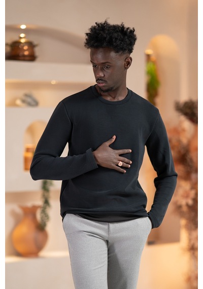 Paul Martin Modal Esnek Kumaş Regular Fit Mevsimlik Sweatshirt Siyah