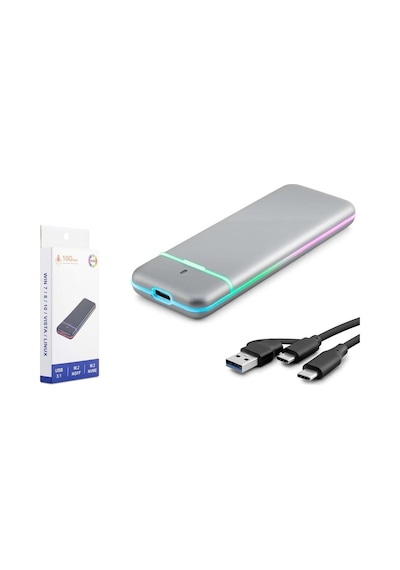 Hadron M2 Hdx1774 Ssd Kutu Type-c3.1 + Usb3.0 Nvme + Ngff M2 Chip Rtl9210b Gri