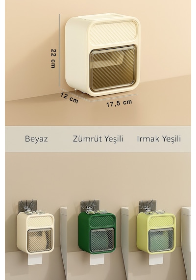 Tuvalet Kağıtlığı Yapışkanlı Duvar Tipi Tuvalet Kağıtlığı Çok Fonksiyonlu Tuvalet Kağıdı Komidini Irmak Yeşili