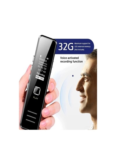 Lexroo 32 Gb Dijital Ekranlı Ses Kaydedici Kulaklıklı Mini Ses Kayıt Cihazı