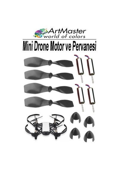 Mini Drone Motor Ve Pervanesi 4 Adet Dc Motor Yüksek Hızlı Çekirdeksiz Pervane Kanatı Helikopter Uçak Drone Deney Okul