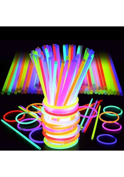 1.KALİTE 100 ADET GLOW STİCK IŞIKLI FOSFOR ÇUBUK IŞIKLI BİLEKLİK IŞIKLI KOLYE  IŞIKLI ÇUBUK NEON IŞIK Çok Renkli