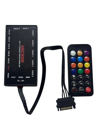 Archon 3 Pin 5v Argb + 4 Pin 12v Pwm Kumandalı Fan Kontrolcü Hub 7 Port