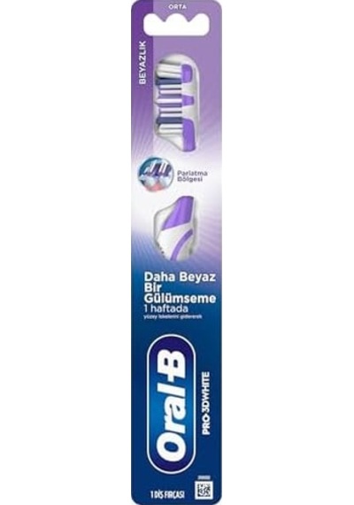 Pro-3dwhite Beyazlık Diş Fırçası, Orta Sertlik Açık Ahşap