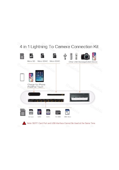 Apple Uyumlu iPhone iPad Usb Sd Microsd Kart Okuyucu 4333P Çevirici Dönüştürücü