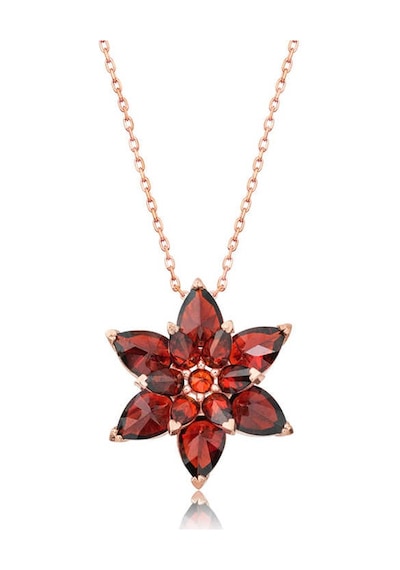 925 Ayar Gümüş Rose Kırmızı Lotus Çiçeği Kolye Rose Gold