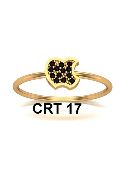 Çgk Çiğdem Gürel Kuyumculuk Siyah Taşlı Elma Altın Yüzük Gold