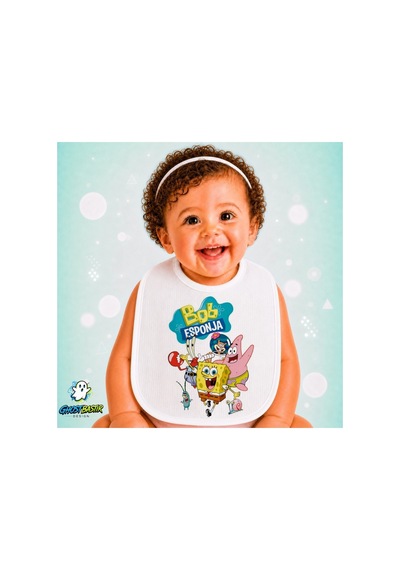 Sünger Bob Keten Bebek Mama Önlüğü Yumuşak - Emici - Yıkanabilir - Özel Tasarım P180 Çok Renkli