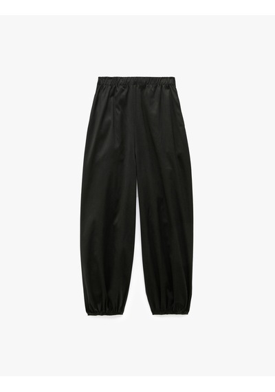 Koton Beli Lastikli Cepli Rahat Kalıp Gabardin Balon Pantolon Siyah 7wal40038ıw