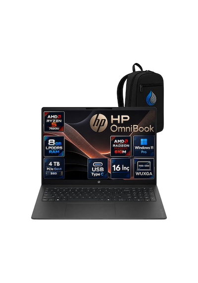 HP Omnibook 3 DY0G7EARNP04 R5-7520U 8 GB 4 TB SSD 16'' W11P WUXGA Dizüstü Bilgisayar
