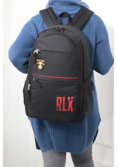 Konfores 1169 Unisex Anatomik Sırt Çantası-Siyah Kırmızı
