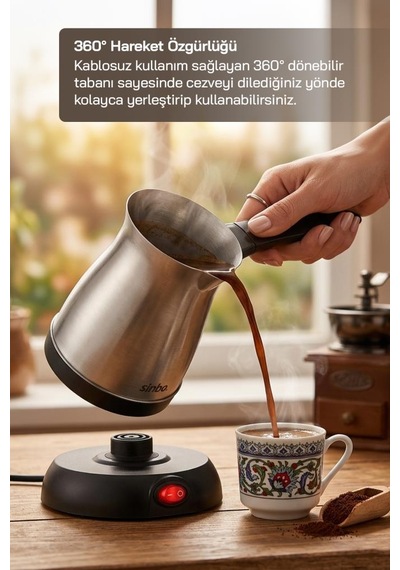 Sinbo Scm-9038 Elektrikli Türk Kahve Makinesi 5 Fincan 500 Ml Paslanmaz Çelik Cezve