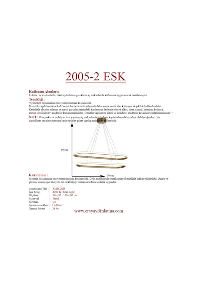Eray Aydınlatma 2005-2 Eskitme Elips Led Avize