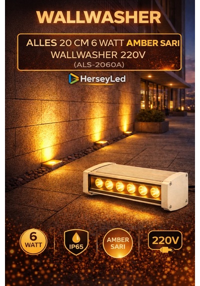 Alles 20 Cm 6 Watt Amber Sarı Wallwasher 220v Amber