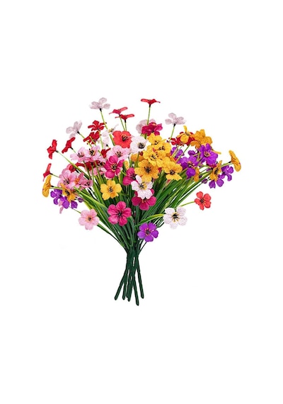 6lı Set Yapay Çiçek Sazlı Mine Karışık Renk 5 Dallı 33cm