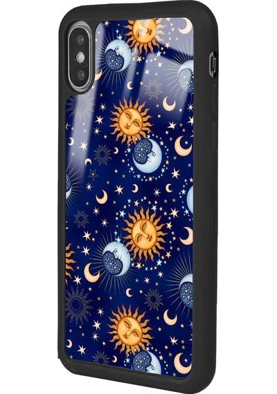 Apple Uyumlu iPhone Xs Max Ay Güneş Pijama Tasarımlı Glossy Telefon Kılıfı Çok Renkli