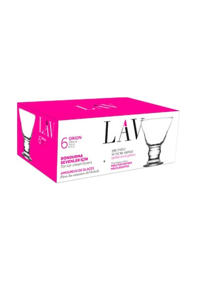 Lav Orion Cam Dondurma & Tatlı Kasesi 6'lı Küçük Boy 255 ml (Reçellik )