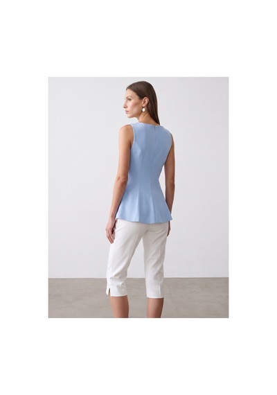 Dilvin 50281 Peplum Top-açık Mavi-16456