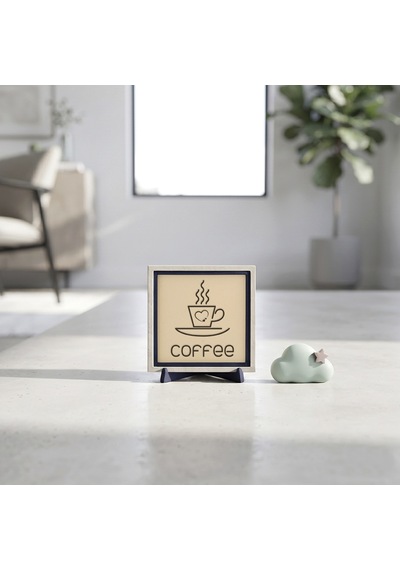 Coffee Kalpli Modern Masaüstü Objesi, Kahve Molalarınızı Güzelleştiren Özel Tasarım 10x10 Cm