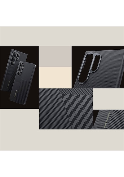 Galaxy S25 Kılıf M-safe Şarj Uyumlu Karbon Fiber Benks Montage Armorair Kevlar Kapak Siyah