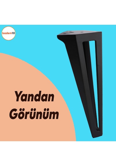 Badem10 Ovit Koltuk Baza Sehpa Masa Ayağı Metal Ayak 20 Cm Siyah 6395751