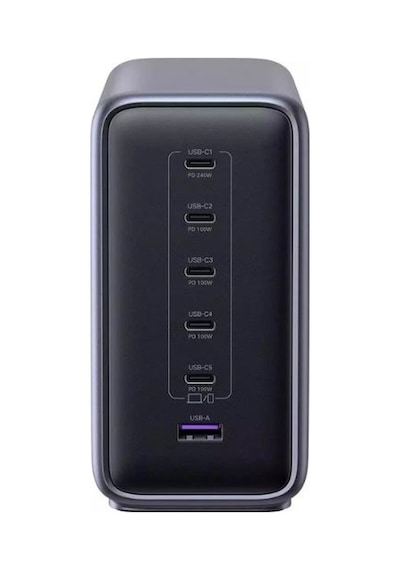 Ugreen Nexode 500w Gan 6 Portlu Hızlı Şarj Cihazı İstasyonu, Pd 3.1 5xusb-c, 1xusb-a, 2m Kablolu, Gri, 55550b