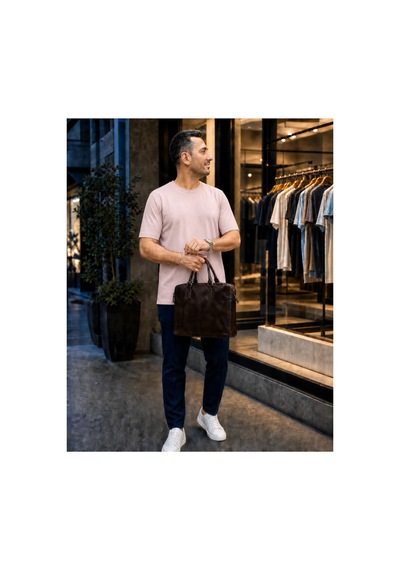 Modi Green Unisex Regular Fit Süprem Sıfır Yaka Kısa Kollu Tişört - Pudra