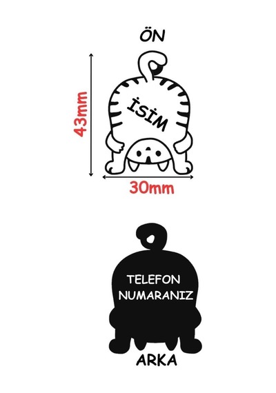 Majo İsimlik Ters Kedi 43mmx30mm